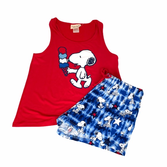 Peanuts Snoopy Ice Cream Pajama Set, Red, Blue - Picture 1 of 14